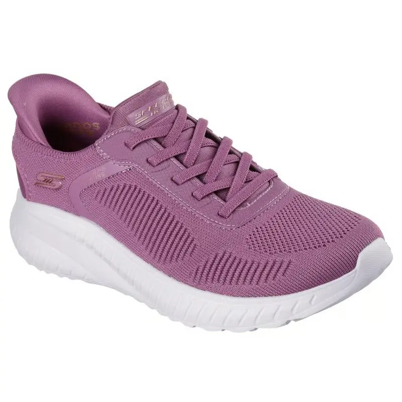 Womens Skechers Slip Ins Bobs Sport Squad Chaos Dark Rose Knit Shoes