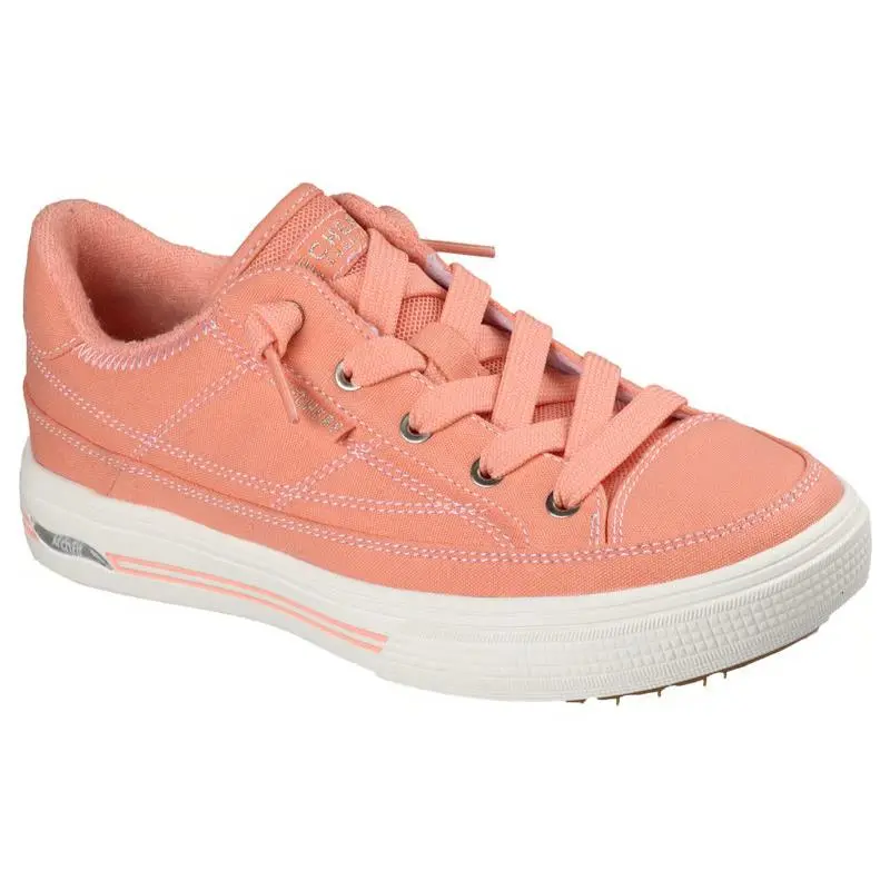 Womens Skechers Arch Fit Arcade Arcata Orange Canvas Shoes