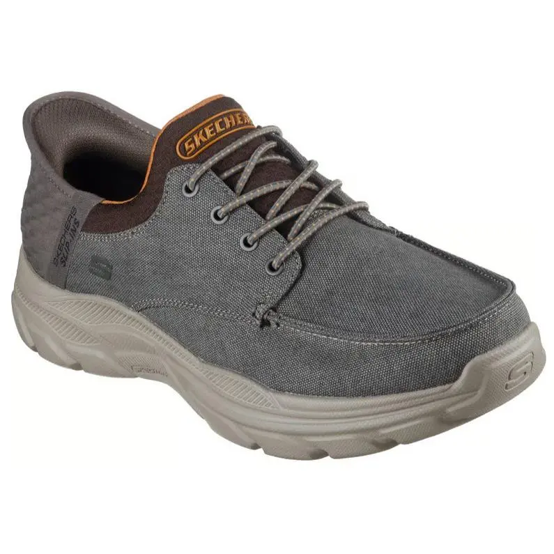 Mens Skechers Slip Ins Relaxed Fit Revolted Santino Brown Canvas Shoes
