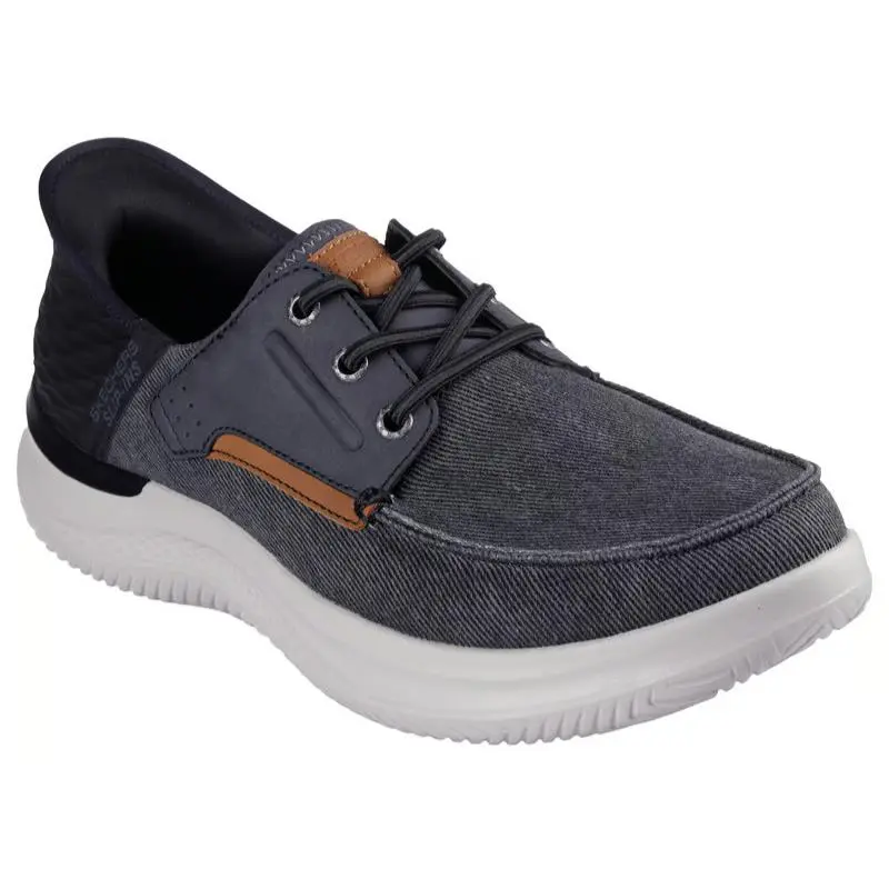 Mens Skechers Slip Ins RF Hasting Niko Black Canvas Shoes