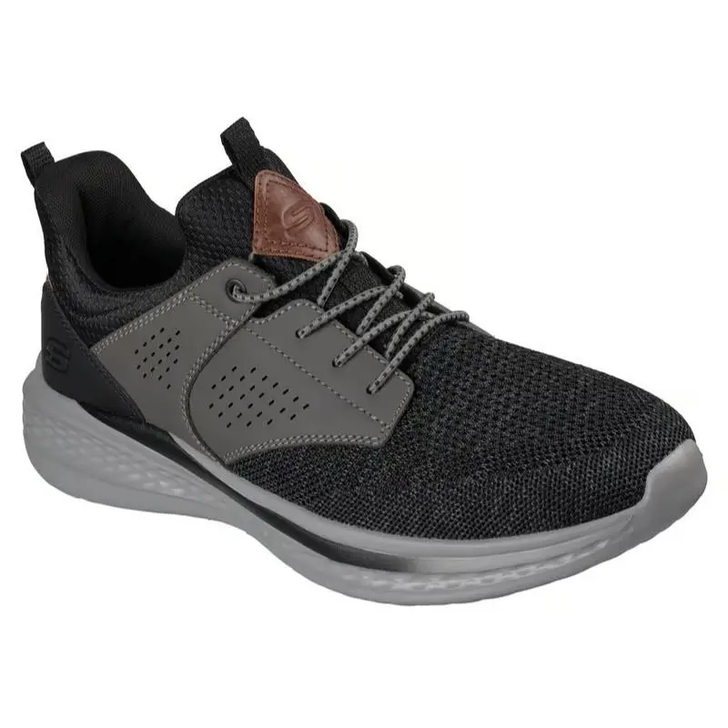Mens Skechers Relaxed Fit Slade Breyer Black Gray Mesh Shoes