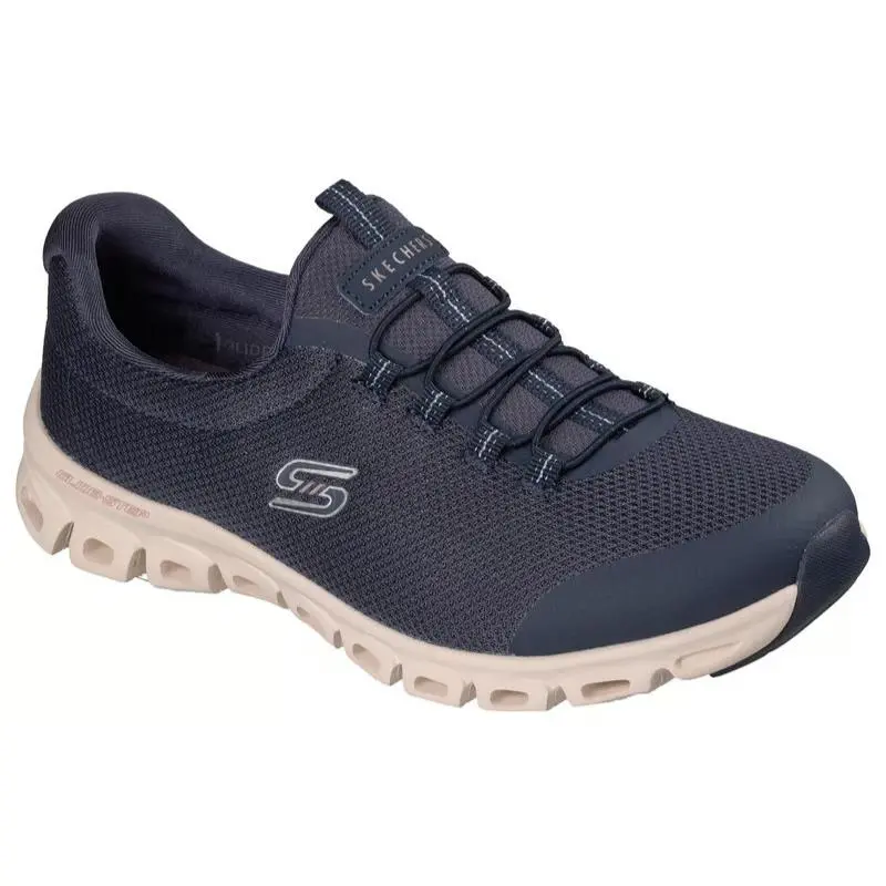 Womens Skechers Glide Step Glistened Navy Mesh Shoes
