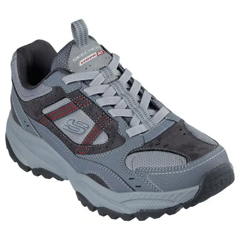 Mens Skechers Vigor AT Three Cornres Charcoal Red Suede Shoes