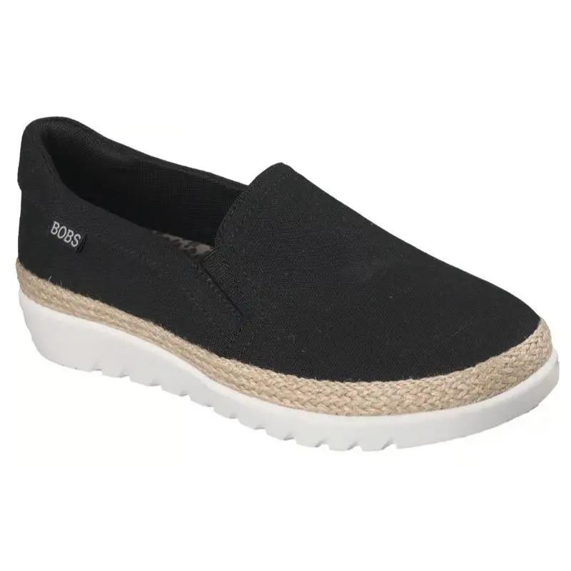 Womens Skechers Bobs Flexpadrille HI Day Delight Black Canvas Shoes