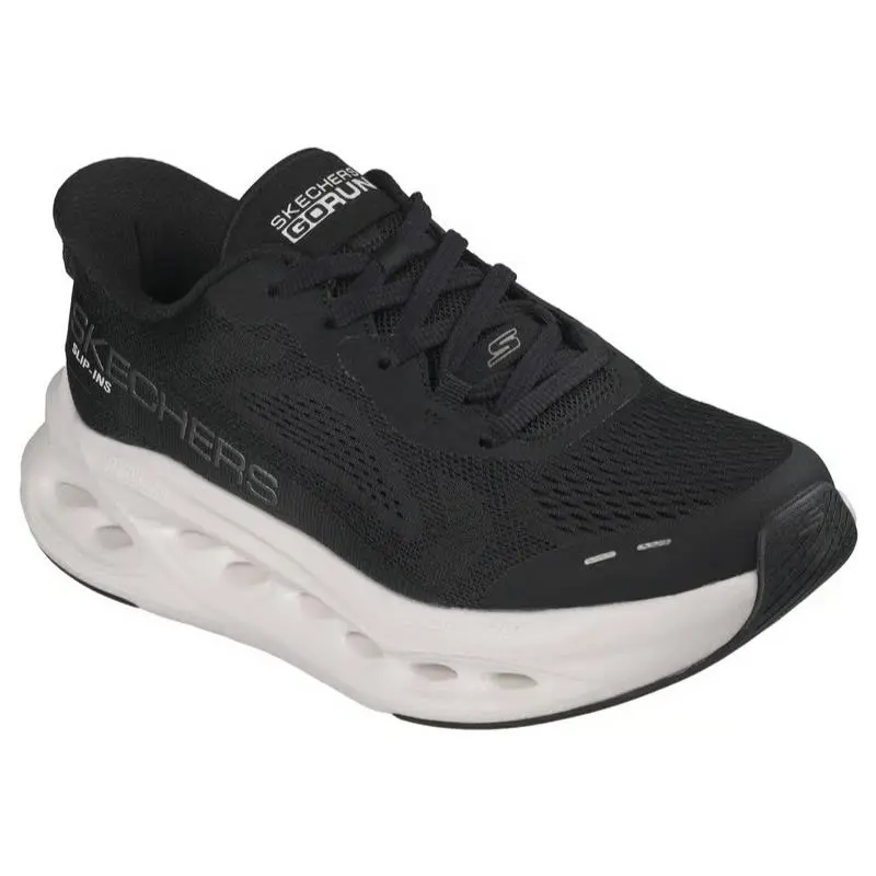 Womens Skechers Slip Ins Max Cushioning Glide Step Black White Mesh Shoes