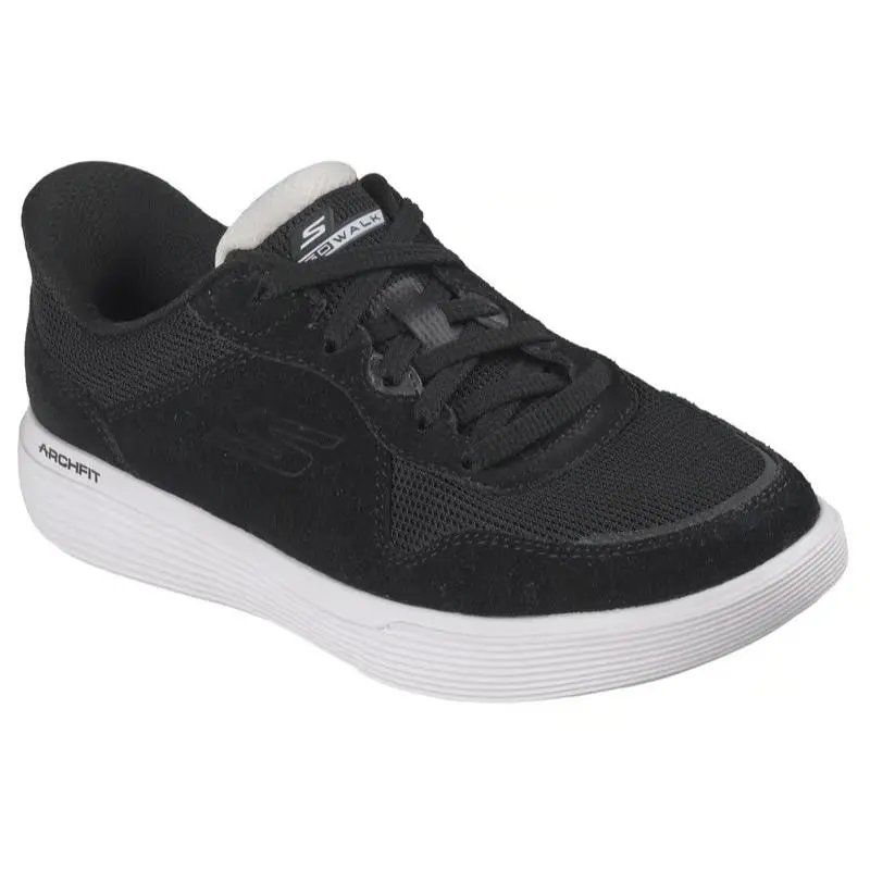 Womens Skechers Slip Ins GO Walk Commuter Phoenix Black White Suede Shoes
