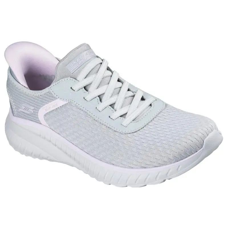 Womens Skechers Slip Ins Bobs Sport Squad Chaos Stroke Gray Lavender Mesh - Gray