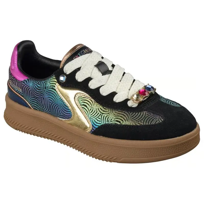 Womens Skechers Hotshot HI Refined Rebel Black Multi Mesh Shoes