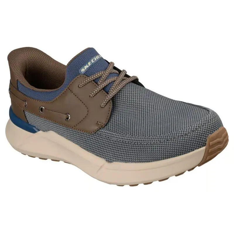 Mens Skechers Slip Ins Relaxed Fit Toliver Ramiro Navy Brown Knit Shoes