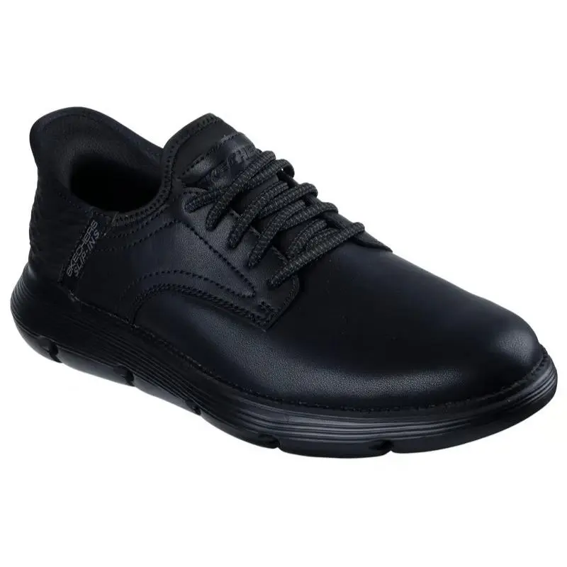 Mens Skechers Slip Ins Garza Gervin Black Leather Shoes