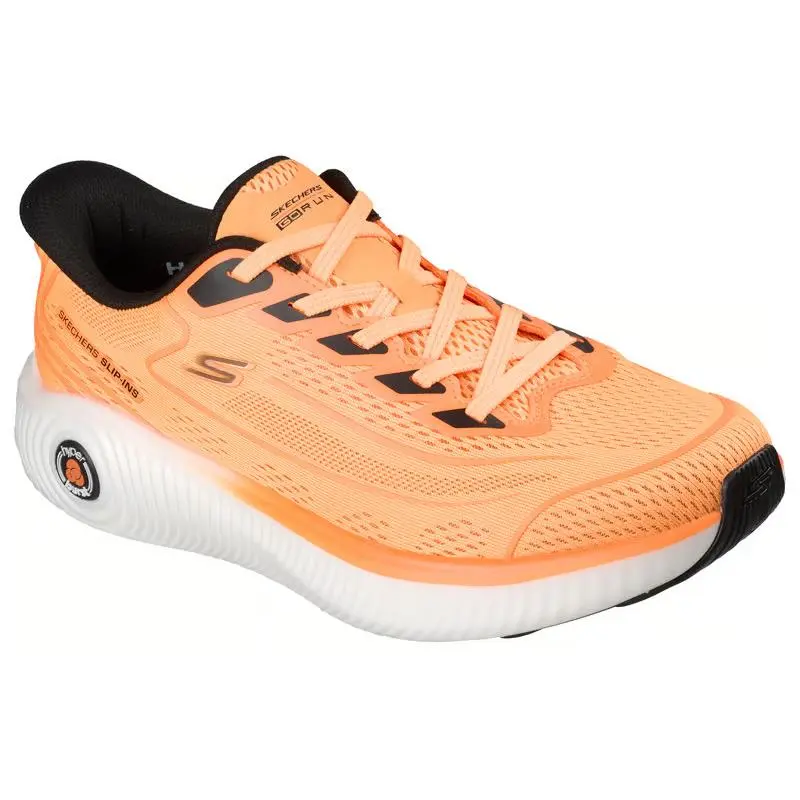 Mens Skechers Slip Ins Arch Fit GO Run Anywhere Ember Orange Black Mesh