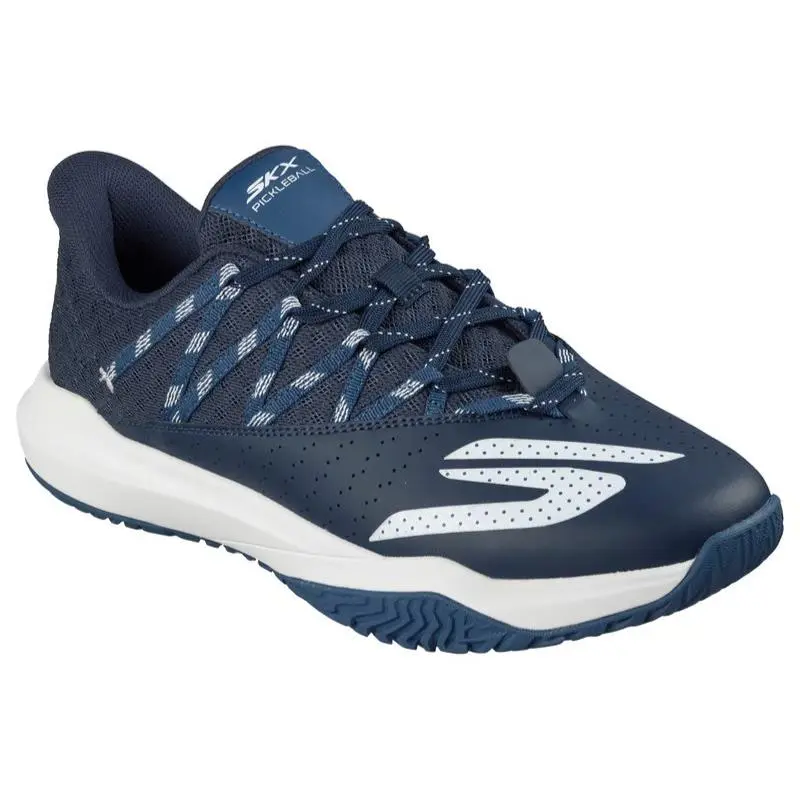 Mens Skechers Relaxed Fit Viper Court Rally Navy Mesh Shoes - Blue