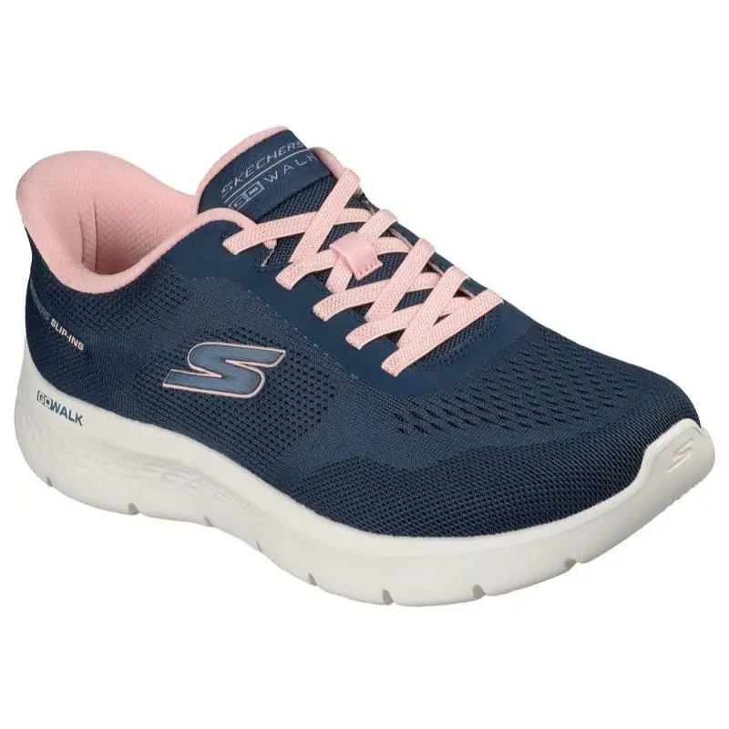 Womens Skechers Slip Ins GO Walk Flex Azriel Navy Pink Mesh Shoes - Blue