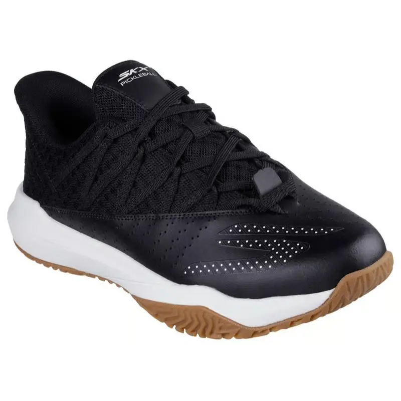 Mens Skechers Relaxed Fit Viper Court Rally Black White Mesh Shoes