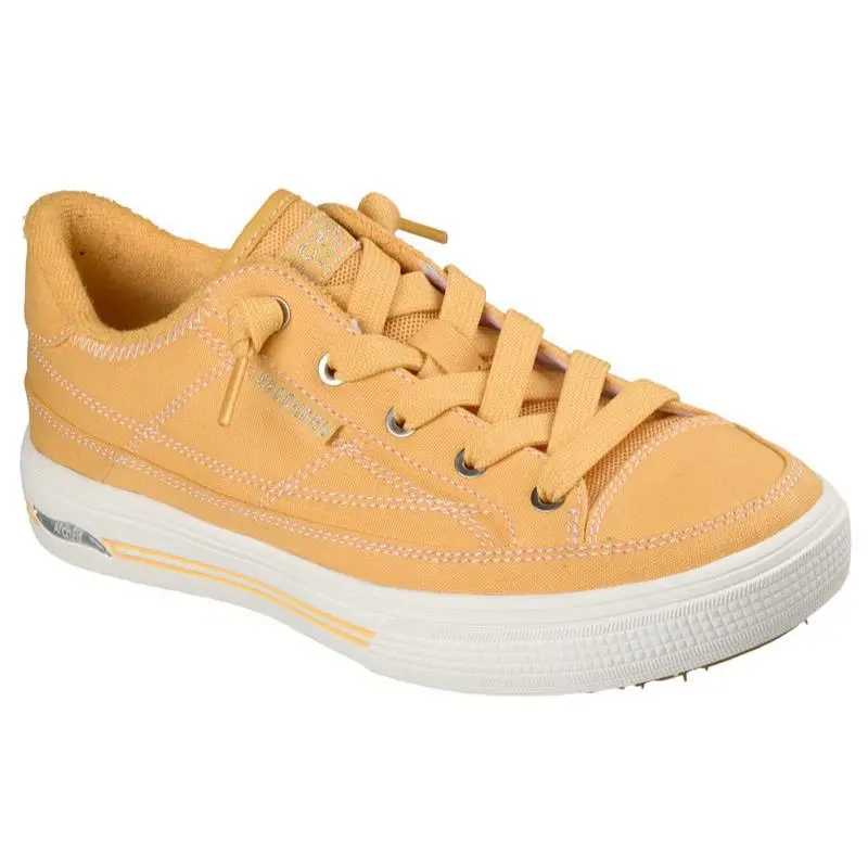 Womens Skechers Arch Fit Arcade Arcata Yellow Canvas Shoes
