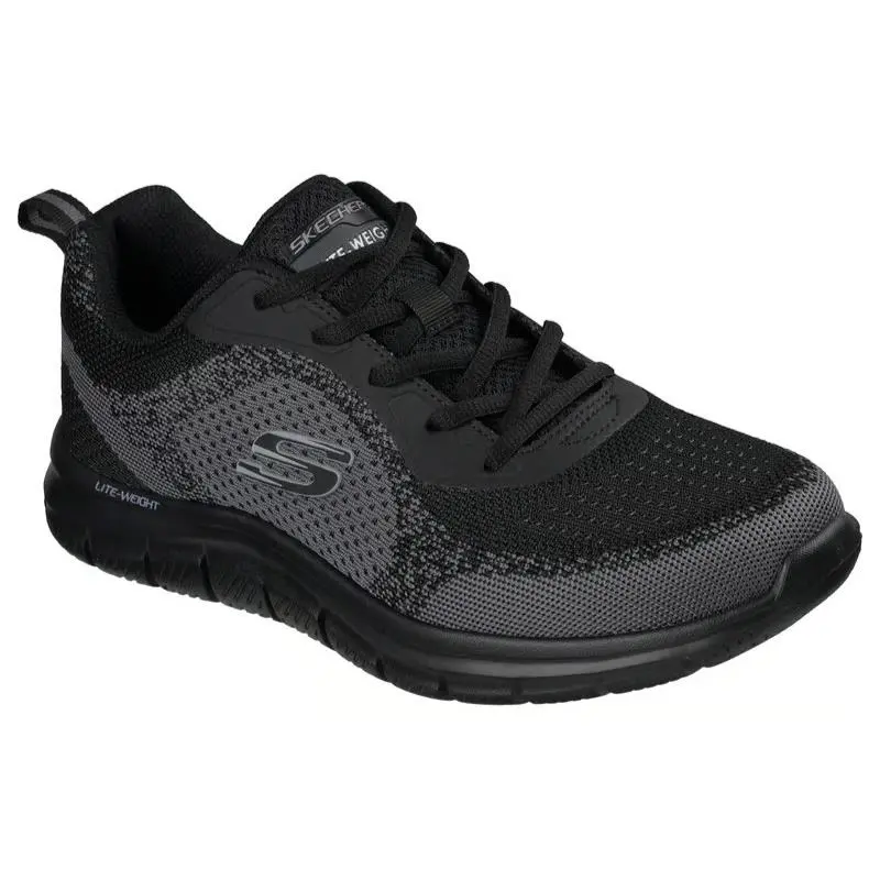 Mens Skechers Track Glendor Black Knit Shoes