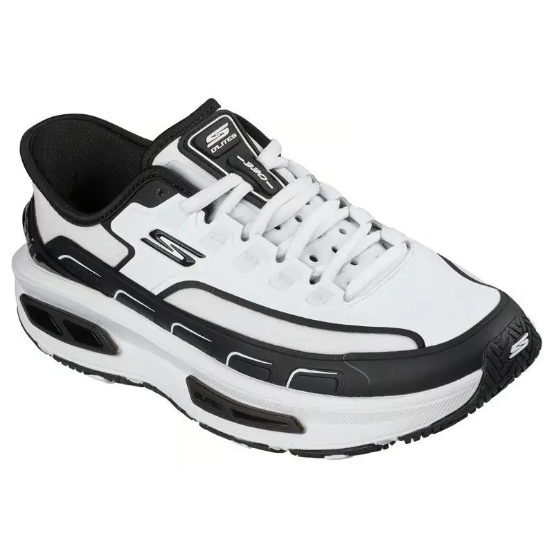 Womens Skechers Slip Ins Arch Fit D`lites 330 White Black Mesh Shoes