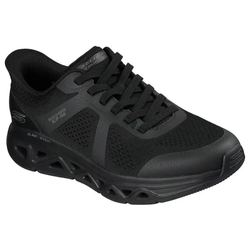 Mens Skechers Slip Ins Bobs Sport Arc Waves Remix Feel Grounded Black Knit