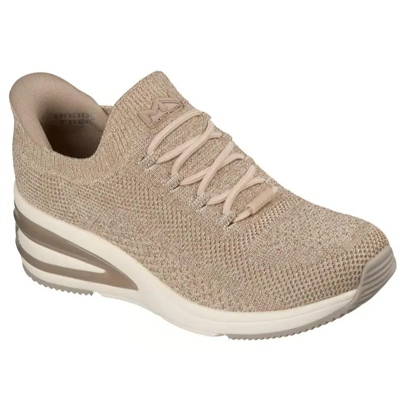 Womens Skechers Slip Ins Mark Nason Uptown Wedge Vivie Taupe Knit Shoes - Beige