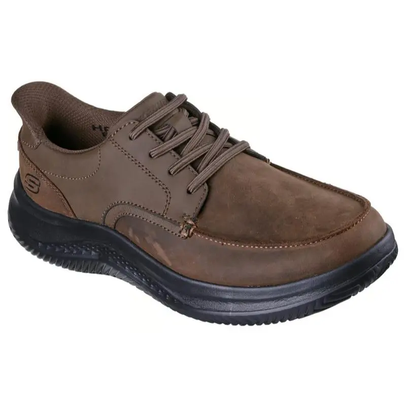 Mens Skechers Slip Ins Relaxed Fit Hasting Rowell Brown Leather Shoes