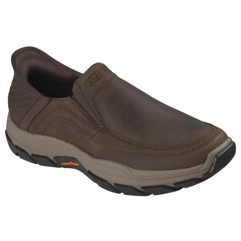 Mens Skechers Slip Ins RF Respected Elgin Cocoa Leather Shoes