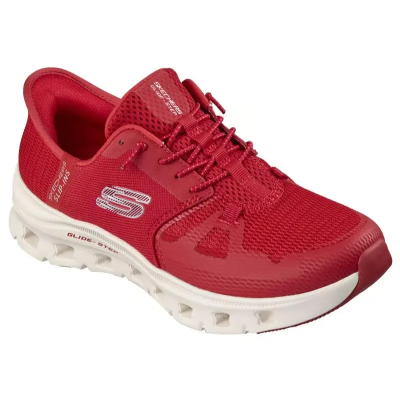 Womens Skechers Slip Ins Glide Step Pro Red Mesh Shoes