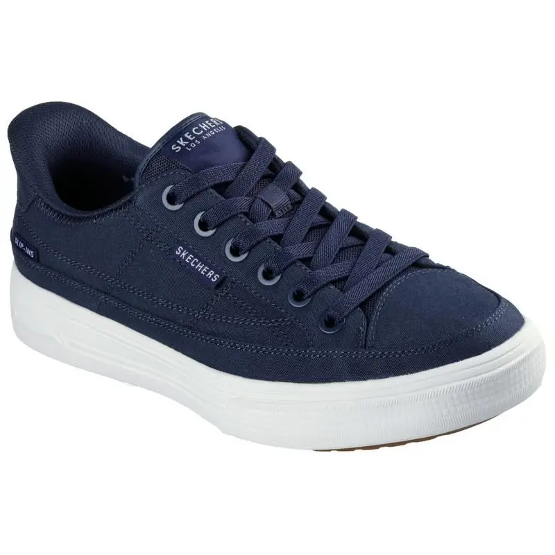 Mens Skechers Slip Ins Arch Fit Arcade See YA There Navy Canvas Shoes