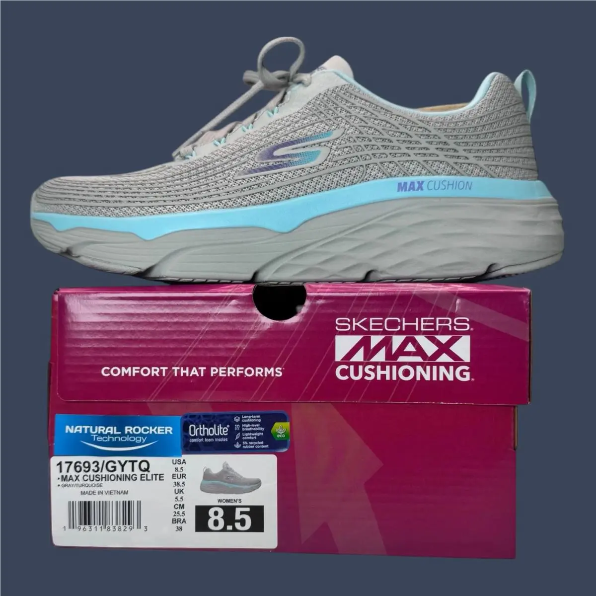 Skechers shoes - Skechers Slip-On Grey Turquoise 17693 9