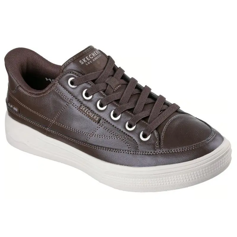 Mens Skechers Slip Ins Arch Fit Arcade Catch YA There Chocolate Leather