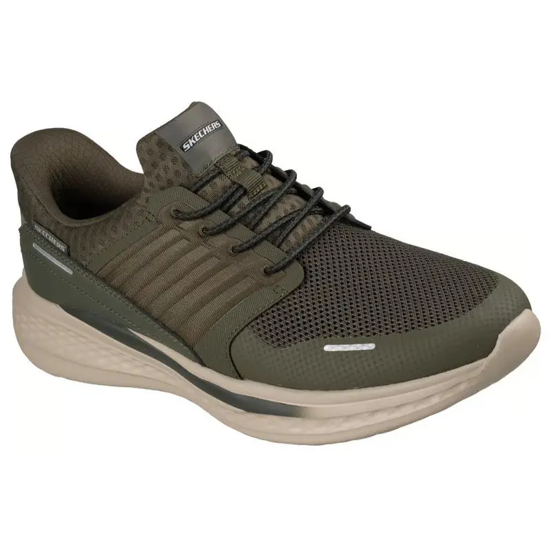 Mens Skechers Slip Ins Relaxed Fit Slade Luther Olive Mesh Shoes
