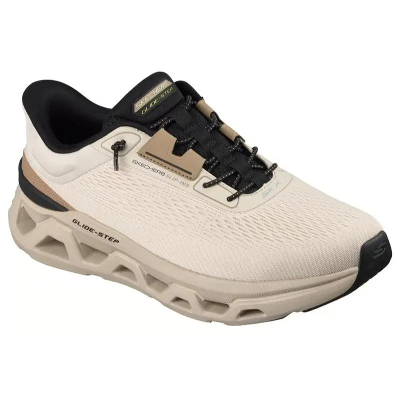 Mens Skechers Slip Ins Glide Step Altus Korvus Taupe Multi Mesh Shoes - Beige