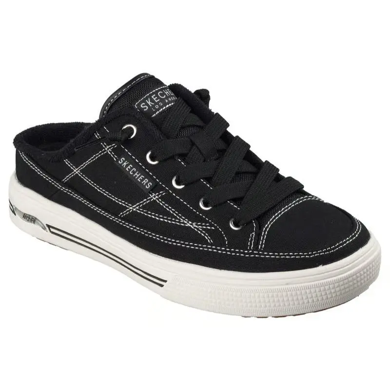 Womens Skechers Arch Fit Arcade Find YA There Black Canvas Shoes
