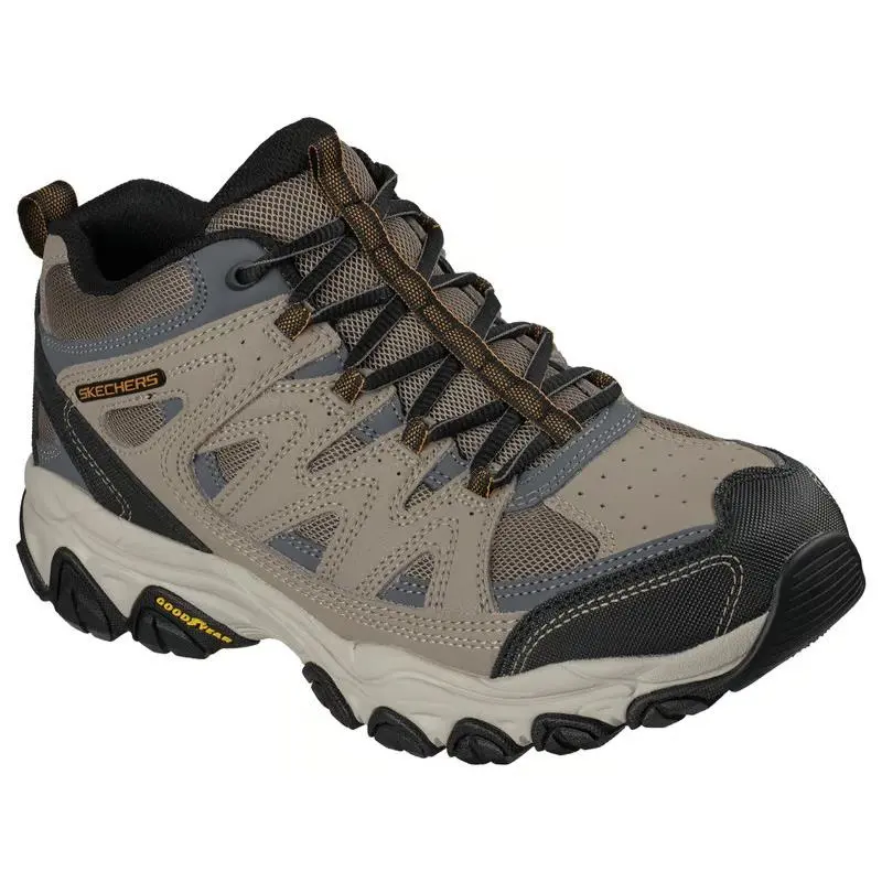 Mens Skechers After Burn M. Fit 2.0 Creekville Taupe Black Leather Shoes