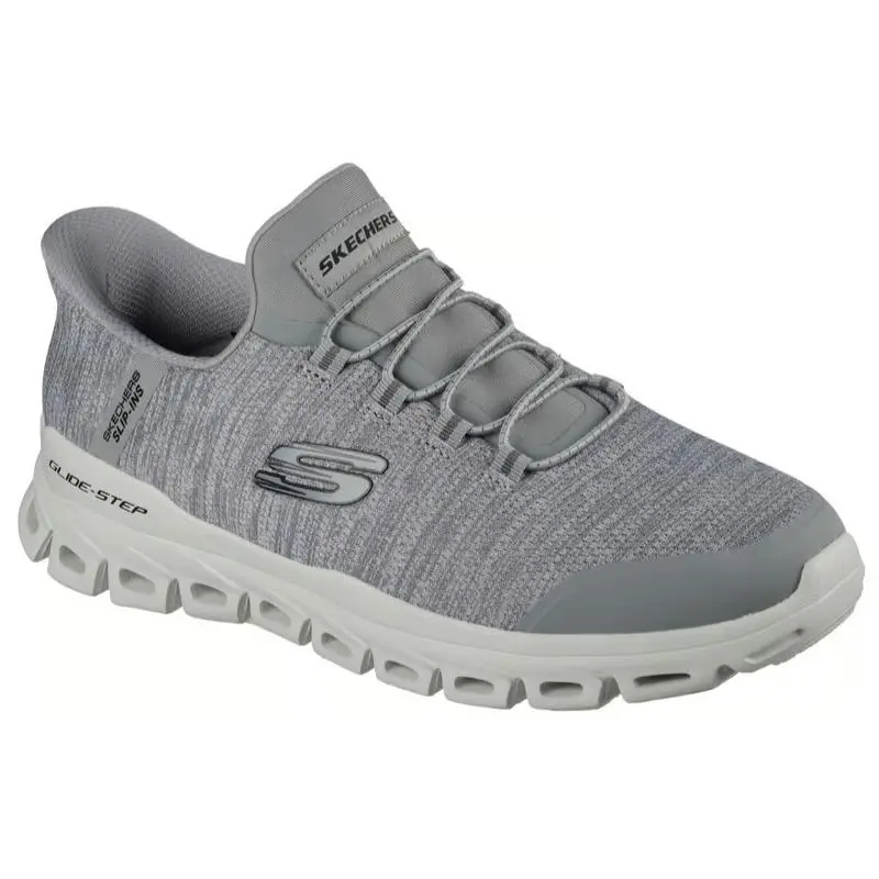 Mens Skechers Slip Ins Glide Step Zefyr Gray Heathered Jersey Shoes