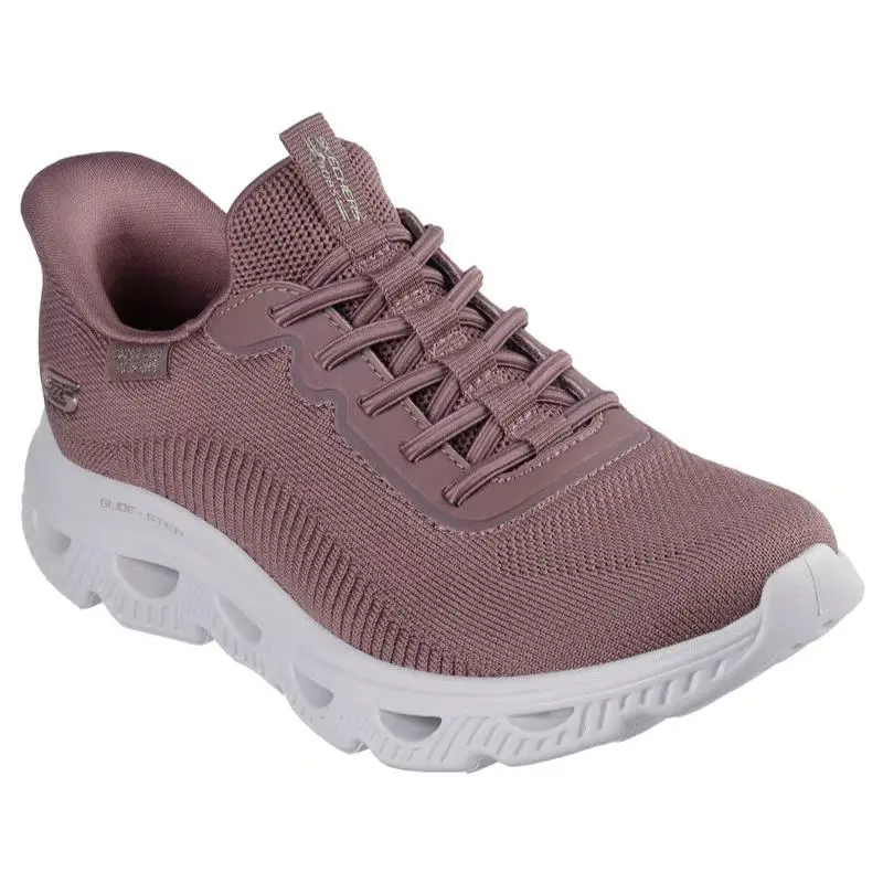 Womens Skechers Slip Ins Bobs Sport Arc Waves Mauve Knit Shoes