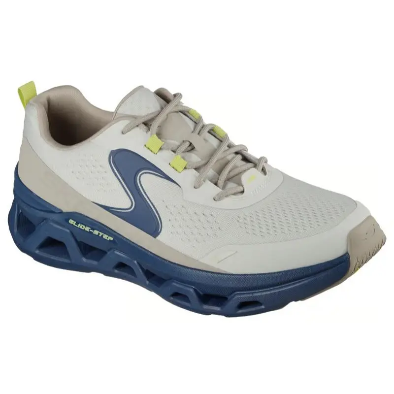 Mens Skechers Glide Step Altus Joppo Taupe Navy Mesh Shoes - Blue
