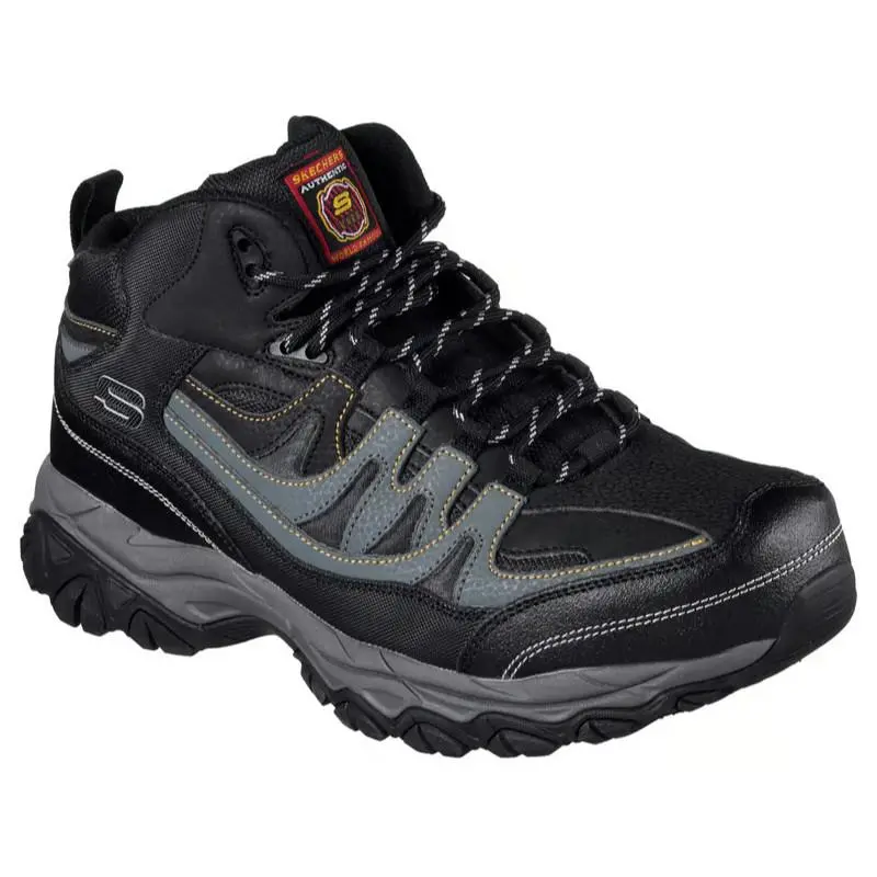 Mens Skechers Work Relaxed Fit Holdredge Rebem ST Black Charcoal Leather