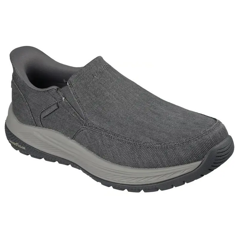 Mens Skechers Slip Ins Relaxed Fit Meroe Dayton Charcoal Canvas Shoes