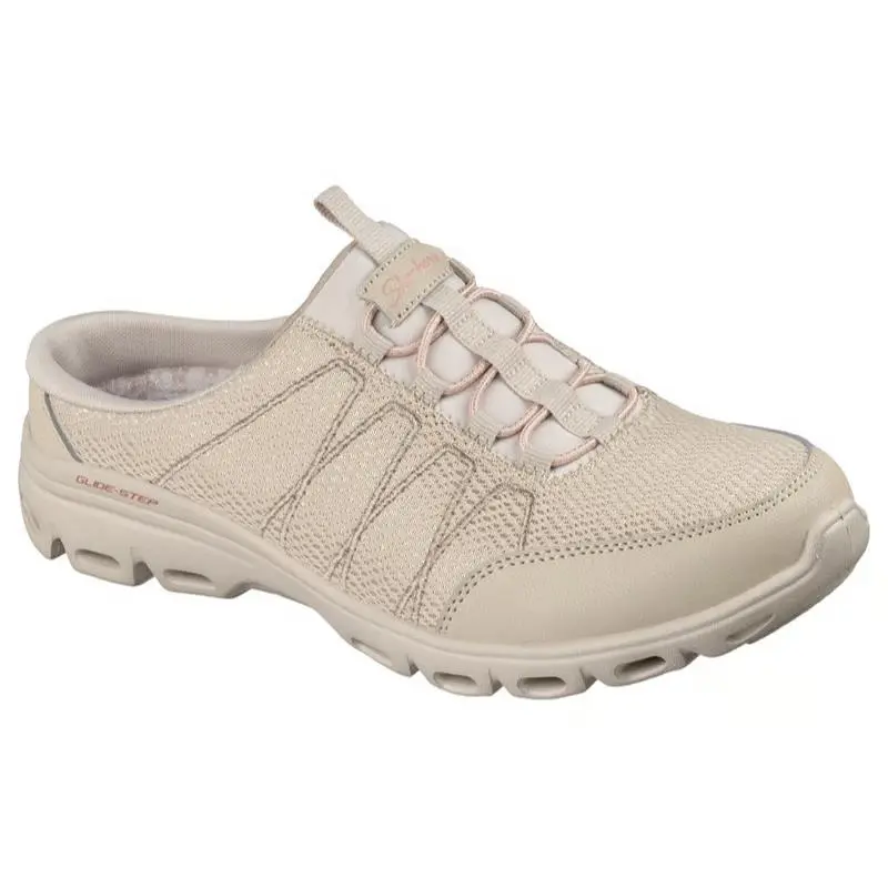 Womens Skechers Relaxed Fit Glide Step Comfort Taupe Mesh Shoes