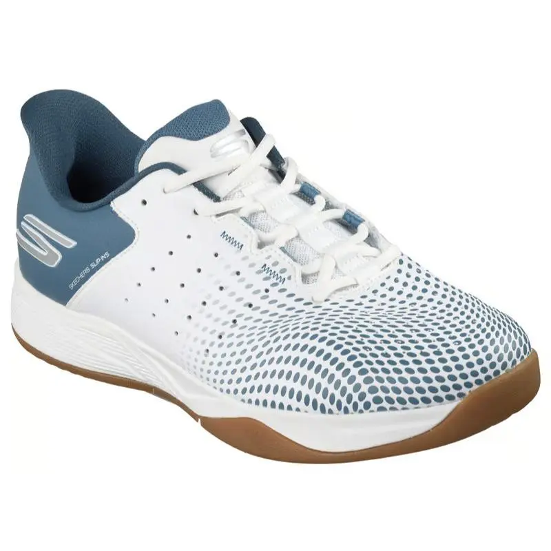 Mens Skechers Slip Ins Relaxed Fit Viper Court Reload White Light Blue Mesh