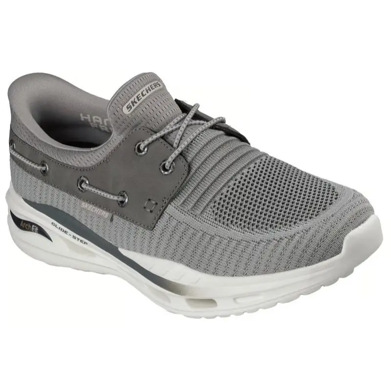 Mens Skechers Slip Ins Relaxed Fit Arch Fit Orvan Shoreman Gray Knit Shoes