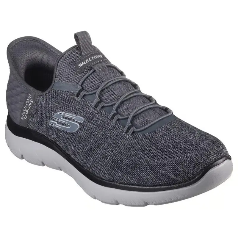 Mens Skechers Slip Ins Summits Key Pace Charcoal Black Mesh Shoes