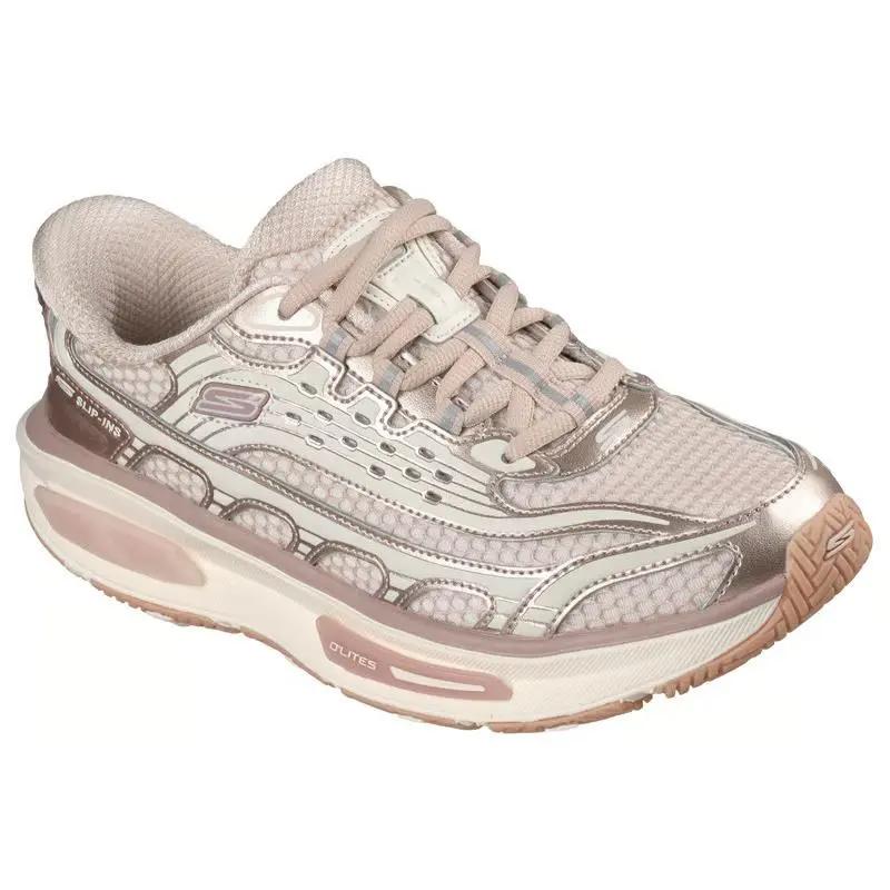 Womens Skechers Slip Ins Arch Fit D`lites 330 Modern Retro Rose Gold Mesh