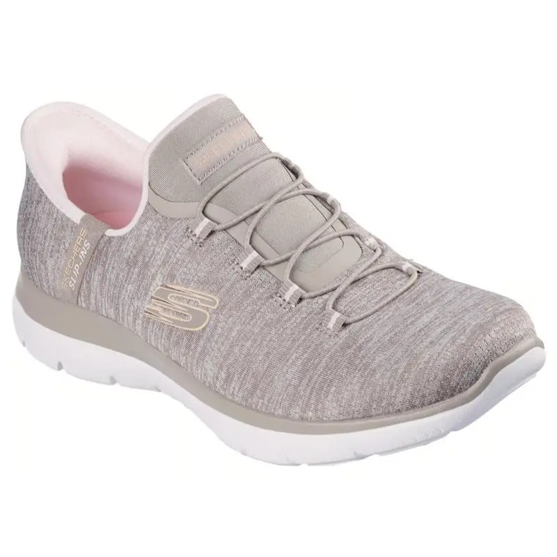 Womens Skechers Slip Ins Summits Everyday Set Taupe Pink Mesh Shoes