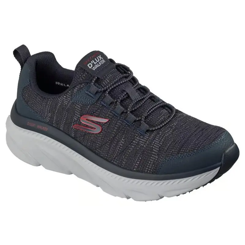 Mens Skechers Relaxed Fit D`lux Walker 2.0 Brexon Navy Red Knit Shoes