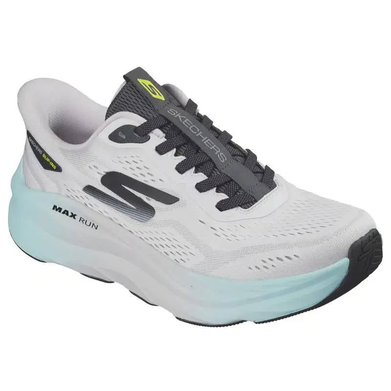 Mens Skechers Slip Ins Max Run Gray Charcoal Mesh Shoes