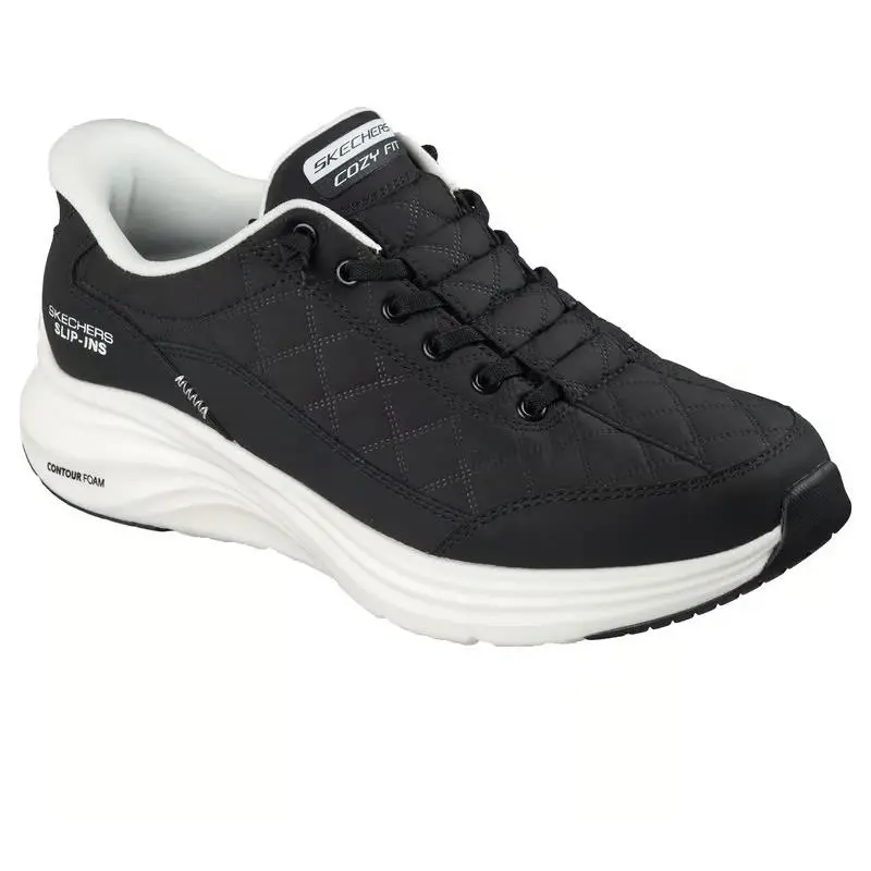 Mens Skechers Slip-ins Contour Foam - Cozy Fit Black with White