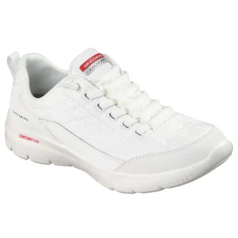 Womens Skechers Summits Contour Foam Cozy Fit White Leather Shoes