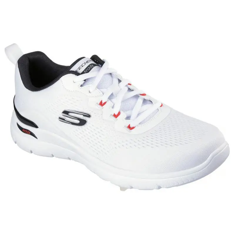 Mens Skechers Arch Fit Summits Kravel White Black Red Mesh Shoes