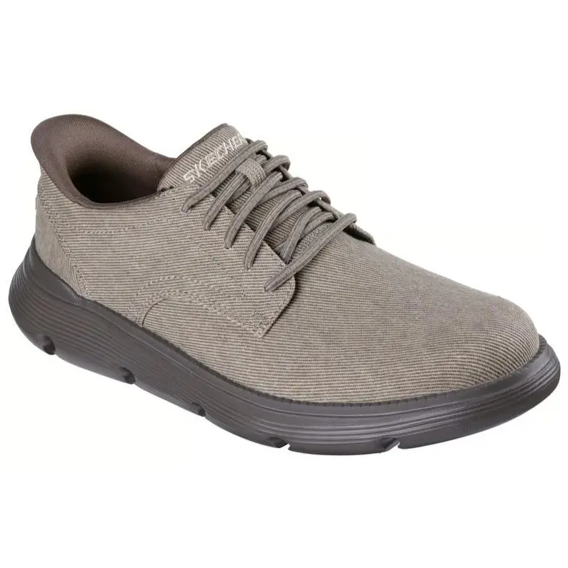 Mens Skechers Slip Ins Garza Clive Sand Canvas Shoes - Beige